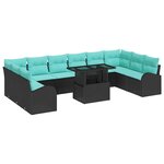 vidaXL Ensemble de canapé de jardin 11 Pièces Noir Poly rotin