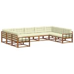 vidaXL Ensemble de canapés d'extérieur 9 pc Naturel et Crème