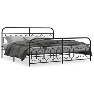 vidaXL Cadre de lit métal sans matelas avec pied de lit noir 200x200cm