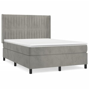 vidaXL Sommier à lattes de lit et matelas Gris clair 140x200cm Velours