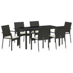 vidaXL Ensemble de 7 pièces de mobilier de jardin avec coussins noir poly rotin
