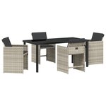 Ensemble de salle à manger de jardin vidaXL 5 pièces avec coussins gris clair en poly rotin