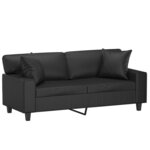 vidaXL Canapé 2 places avec oreillers décoratifs noir 140cm similicuir