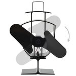 vidaXL Ventilateur de poêle alimenté par chaleur 2 pales Noir