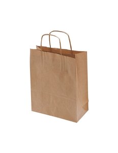 (1 cls  100 sacs) sac kraft à poignées torsadées blanc