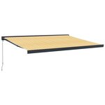 vidaXL Auvent rétractable jaune et blanc 4x3 m tissu et aluminium