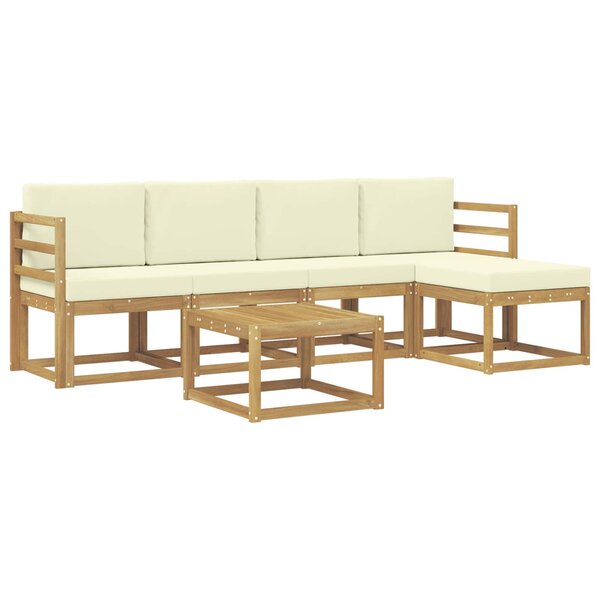 vidaXL Ensemble de canapés d'extérieur 6 pc Blanc et crème