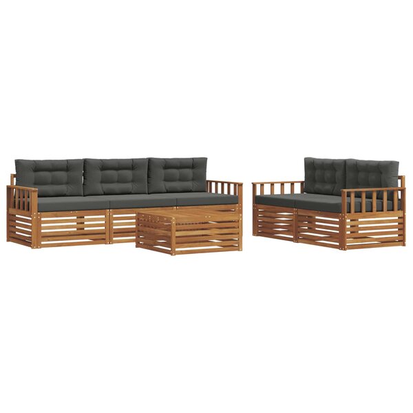 vidaXL Ensemble de canapés d'extérieur 6 pc Naturel et Anthracite