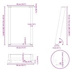 vidaXL Pieds de table à manger en U 2 pièces Noir 50 x (72-73) cm Acier