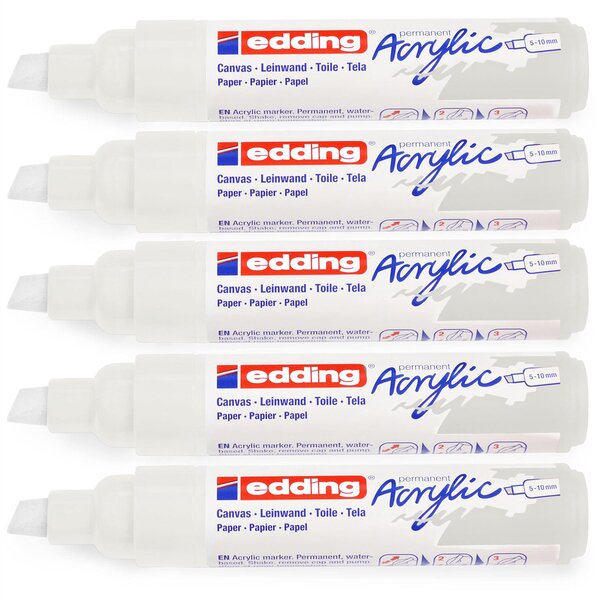 Marqueur acrylique large 5000 blanc trafic 5-10 mm x 5 EDDING