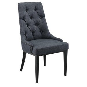 Chaise de salle à manger stylée avec motif chesterfield siège design pieds robustes en métal rembourrage textile 100 x 53 x 60 cm gris foncé 03_0005001