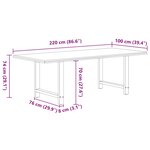vidaXL Table à manger marron clair bois de chêne massif rectangulaire