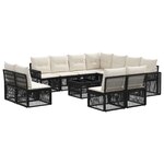 vidaXL Ensemble de canapé de jardin 12 Pièces Noir et blanc crème