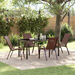 Ensemble repas jardin 5 pièces vidaXL en textilène marron et acier