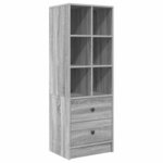 vidaXL Bureau avec tiroir avec étagère avec stockage 2 Pièces Gris Sonoma