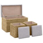 Banc banquette avec 2 poufs jacinthe d'eau gris 02_0021237