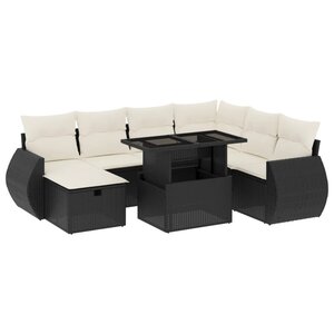 vidaXL Salon de jardin 8 Pièces avec coussins noir résine tressée