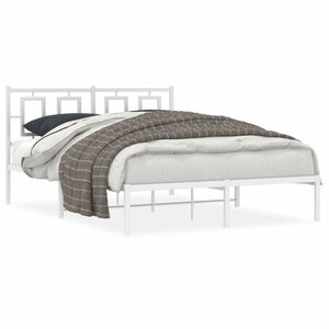vidaXL Cadre de lit métal sans matelas et tête de lit blanc 140x190 cm