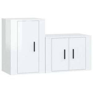 vidaXL Ensemble de meubles TV 2 Pièces blanc brillant bois d'ingénierie