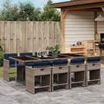 vidaXL Ensemble à manger de jardin 9 Pièces coussins gris résine tressée