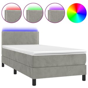 vidaXL Sommier à lattes de lit avec matelas et LED Gris clair 90x200cm