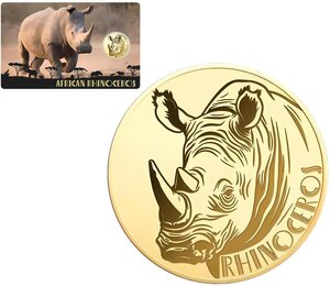 Pièce de monnaie en Or 3000 Francs g 0.031 (1/1000 oz) Millésime 2024 Gold Gift AFRICAN RHINOCEROS 1/1000