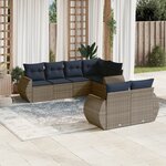 vidaXL Salon de jardin 7 Pièces avec coussins gris résine tressée