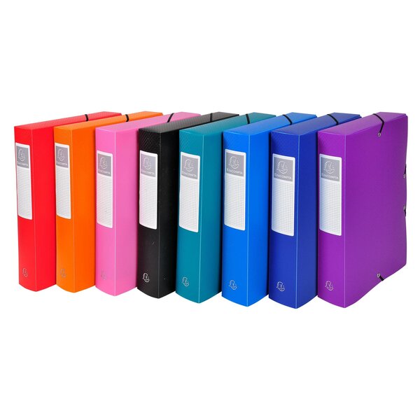 Boite De Classement Exabox Dos 60mm Polypropylène 7/10e Opak - A4 - Couleurs Assorties - X 8 - Exacompta