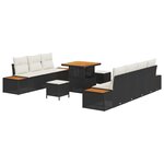 vidaXL Ensemble de canapé de jardin avec coussin 10 Pièces Noir et Crème