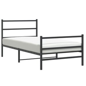 vidaXL Cadre de lit métal sans matelas et pied de lit noir 100x200 cm