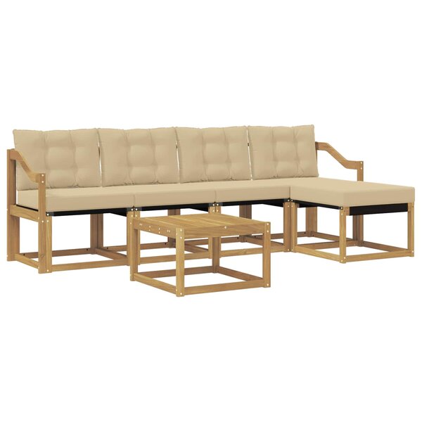 vidaXL Ensemble de canapés d'extérieur 6 pc Blanc et Beige