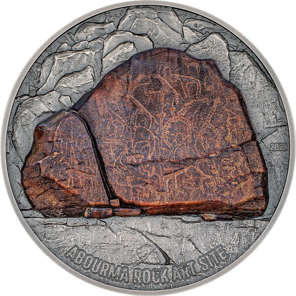 Monnaie ABOURMA ROCK ART Prehistoric Art 3 Oz Argent 200 Francs Djibouti 2023
