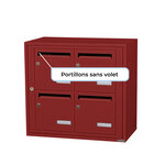 Bloc collectif Leabox  2x2  grade 3  simple face  Extérieur  fixation murale  Rouge brun RAL 3011 finition brillante