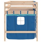 vidaXL Lit mezzanine enfants avec rideaux sans matelas bleu 90x190 cm