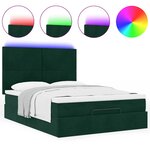 vidaXL Cadre de lit ottoman avec matelas vert foncé 140x190 cm velours