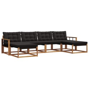 vidaXL Ensemble de canapés d'extérieur 6 pc Naturel et Noir