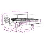 vidaXL Lit de jour avec gigogne et tiroirs noir 90x200 cm velours