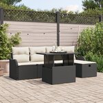 Ensemble de canapé de jardin vidaXL 6 pièces avec coussins en poly rattan noir