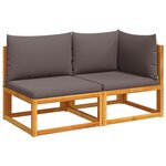vidaXL Canapé de jardin avec coussins 2 places Bois d'acacia et corde
