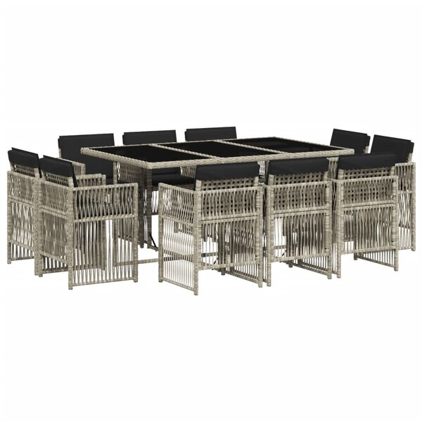 vidaXL Ensemble à manger de jardin 11Pièces avec coussins gris poly rotin