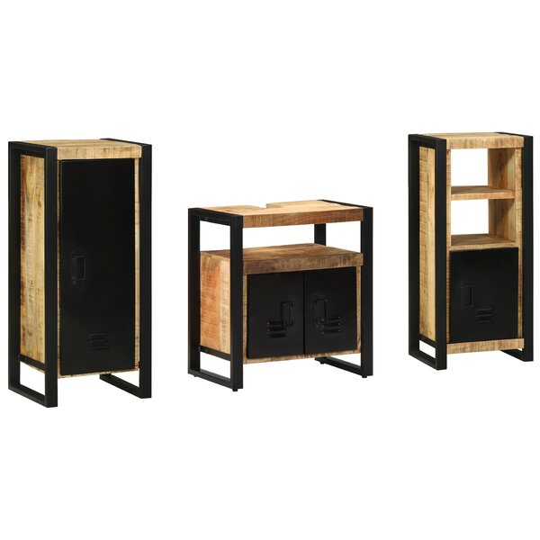 vidaXL Ensemble de mobilier de salle de bain avec étagère avec stockage avec porte 3 Pièces