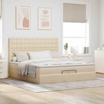 VidaXL Cadre de lit ottoman avec matelas crème 200x200cm tissu
