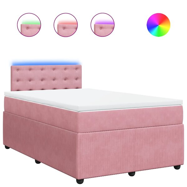 vidaXL Sommier à lattes de lit avec matelas rose 120x190 cm velours