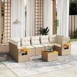 vidaXL Salon de jardin avec coussins 8 Pièces beige résine tressée