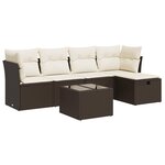 vidaXL Salon de jardin avec coussins 6 Pièces marron résine tressée