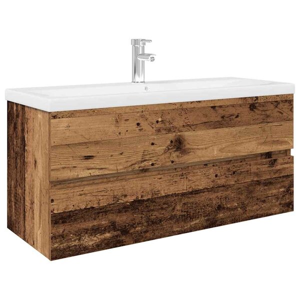 vidaXL Meuble lavabo avec bassin et robinet intégrés vieux bois