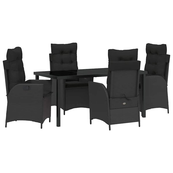 vidaXL Ensemble de salle à manger pour jardin 5 Pièces Noir polyrotin