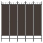 vidaXL Cloison de séparation 5 panneaux Marron 200x200 cm Tissu