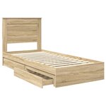 vidaXL Lit de Rangement Chêne Sonoma 100 x 200 cm Bois d'ingénierie