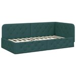 vidaXL Cadre de lit d'angle avec matelas Vert foncé 100 x 200 cm tissu